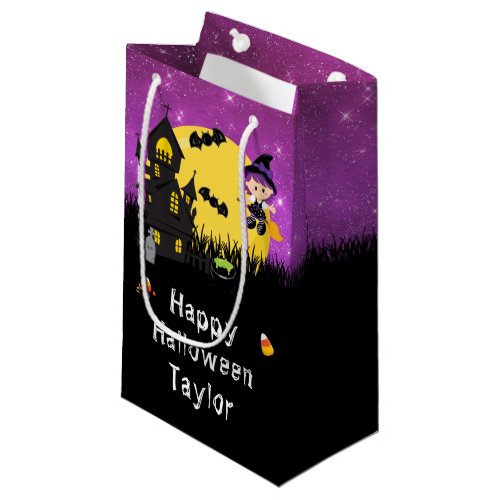 Happy Halloween Party Witch Purple Small Gift Bag