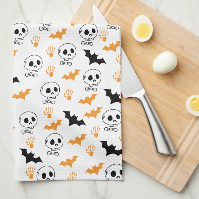 Happy Halloween Pattern Kitchen Towel (Quarter Fold)