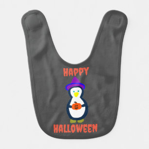 Happy Halloween Penguin Baby Bib