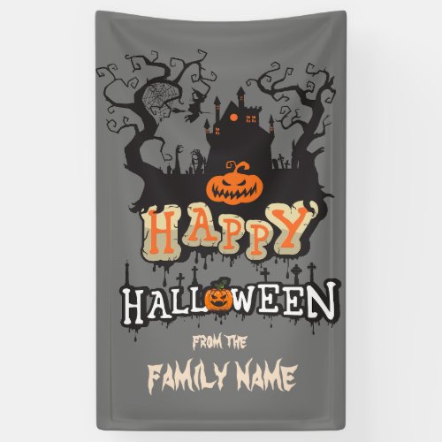 Happy Halloween Personalizable Family Name Custom Banner