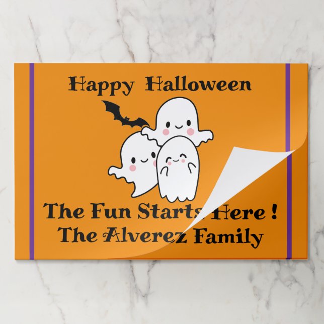 Happy Halloween PERSONALIZE Ghost Orange Placemats (Folded)