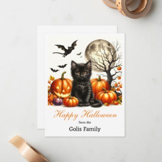 Happy Halloween Personalized Cat Pumpkin 