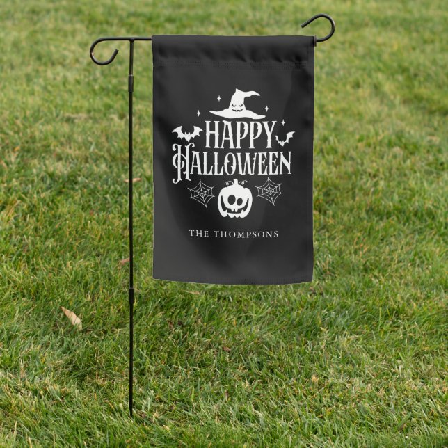 "Happy Halloween" Personalized Garden Flag (In SItu)