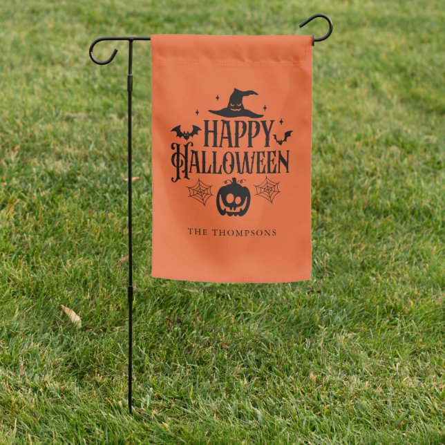 "Happy Halloween" Personalized Garden Flag (In SItu)