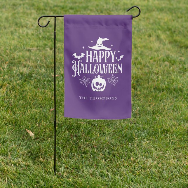"Happy Halloween" Personalized Garden Flag (In SItu)