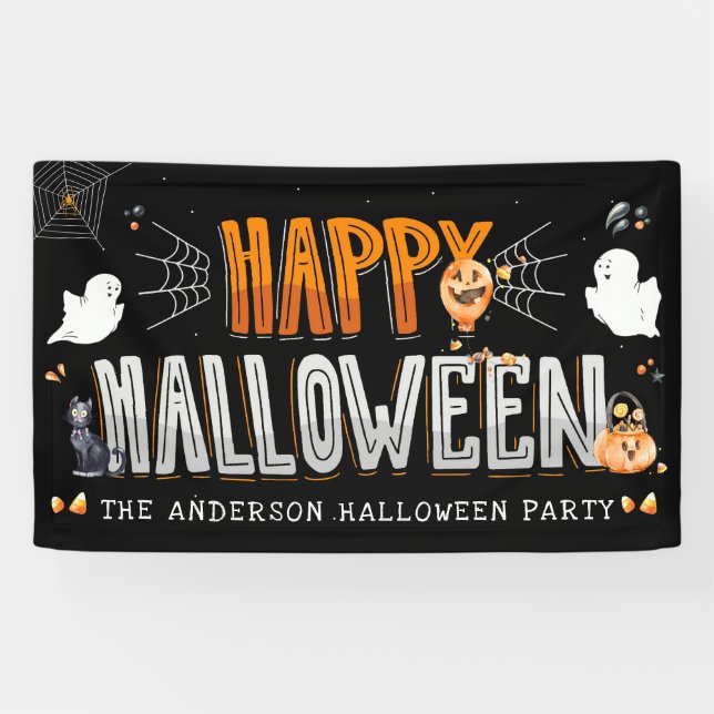 Happy Halloween | Personalized Halloween Party Banner (Horizontal)