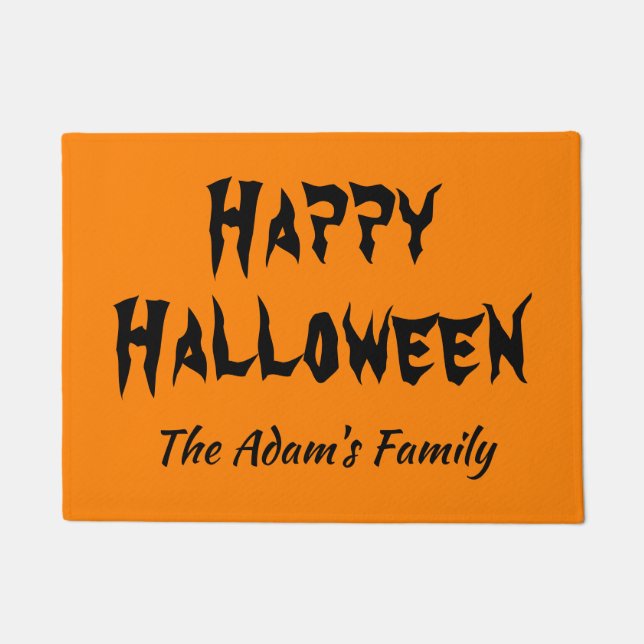 Happy Halloween Personalized Orange Doormat (Front)