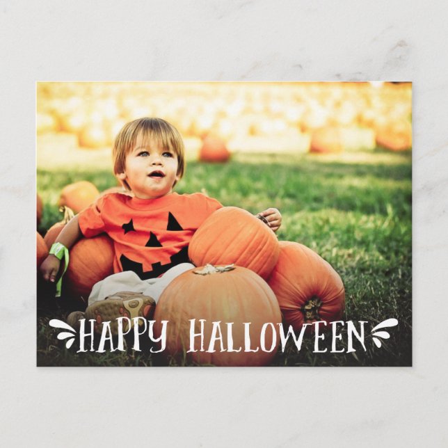 Happy Halloween Personalized Photo Greeting Postcard (Front)