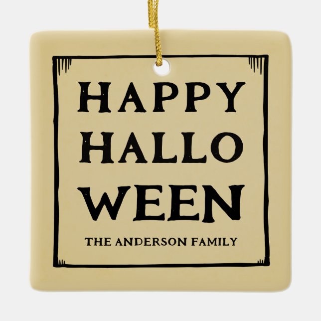 happy halloween pet photo ceramic ornament (Front)