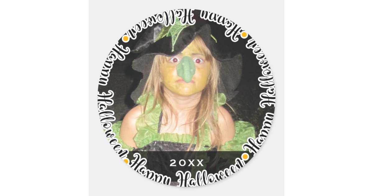 Happy Halloween Photo Picture Custom Favor Party Classic Round Sticker ...