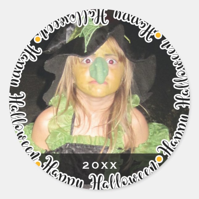 Happy Halloween Photo Picture Custom Favor Party Classic Round Sticker (Front)