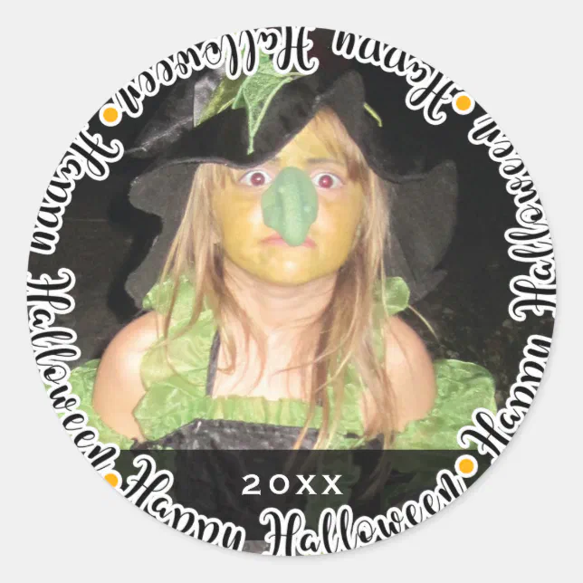 Happy Halloween Photo Picture Custom Favor Party Classic Round Sticker ...