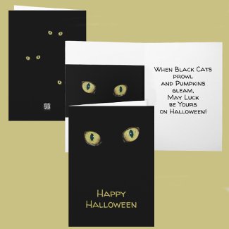 Happy Halloween Photographic Yellow Cat Eyes Black