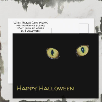 Happy Halloween Photographic Yellow Cat Eyes Black