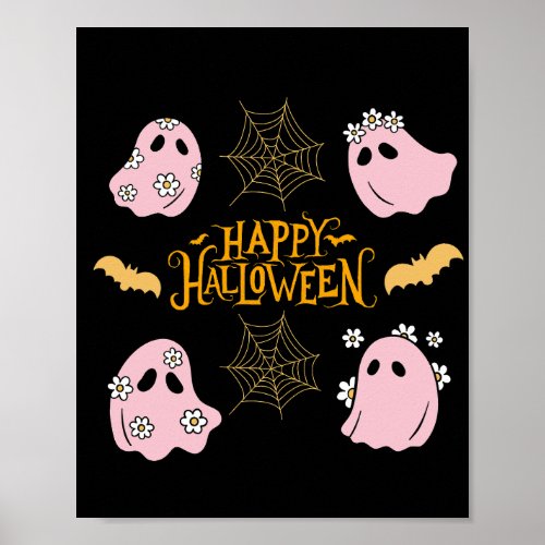 Happy Halloween Pink Ghosts Wall Art