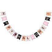 Happy Halloween Pink Orange Black Haunted House Bunting Flags (All)