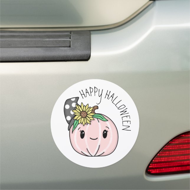 Happy Halloween | Pink Pumpkin   Car Magnet (In Situ)