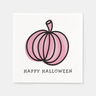 Happy Halloween Pink Pumpkin Napkins