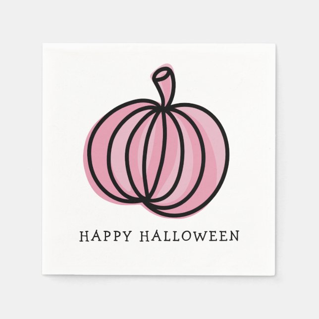 Happy Halloween Pink Pumpkin Napkins (Front)