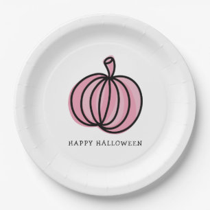 Happy Halloween Pink Pumpkin Paper Plates