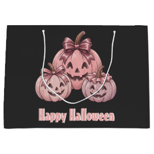 Happy Halloween Pinkoween Vintage Pumpkin Trio Large Gift Bag