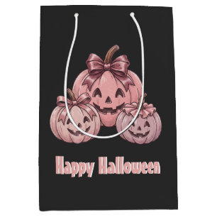 Happy Halloween Pinkoween Vintage Pumpkin Trio Medium Gift Bag
