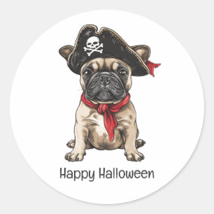 Happy Halloween Pirate French Bulldog Classic Round Sticker