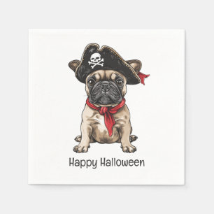 Happy Halloween Pirate French Bulldog Napkins