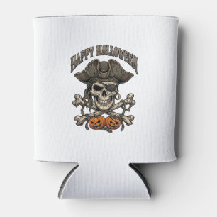 Happy Halloween Pirate Skull Crossbones Pumpkins_1 Can Cooler