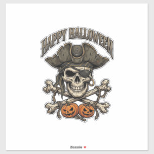 Happy Halloween Pirate Skull Crossbones Pumpkins_1 Sticker