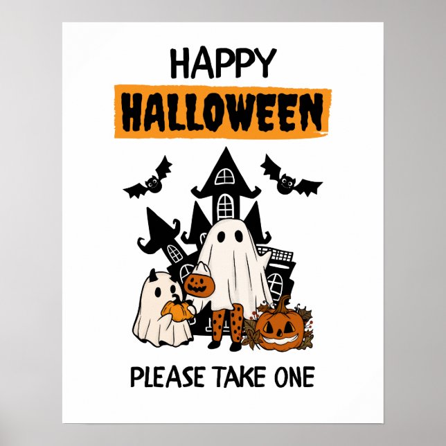 Happy Halloween "Please Take One" Candy Porch Sign (Front)