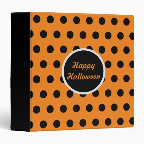 Happy Halloween Polka Dot Binder Orange  Black