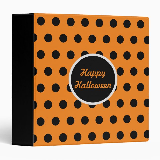 Happy Halloween Polka Dot Binder (Orange & Black) (Front/Spine)