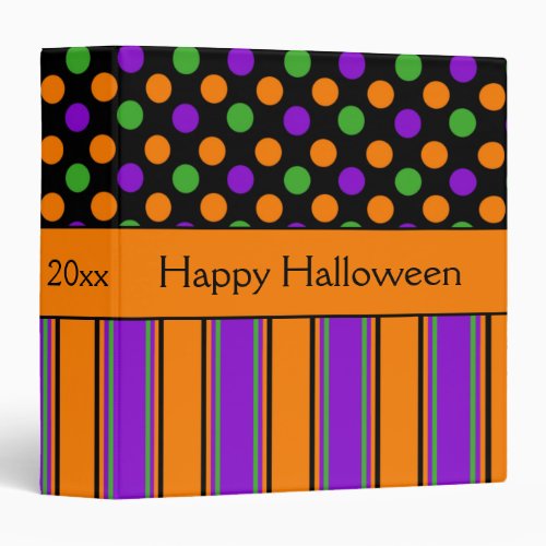 Happy Halloween Polka Dot Striped Personalized Binder