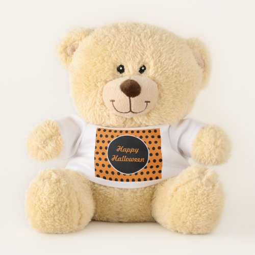 Happy Halloween Polka Dot Teddy Bear Orange