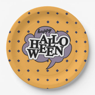 Happy halloween pop art paper plates