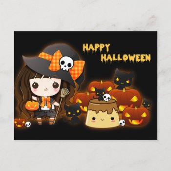 Happy Halloween Postcard by Chibibunny at Zazzle