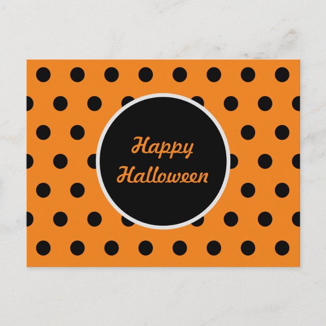 Happy Halloween Postcard (Orange & Black) (Front)