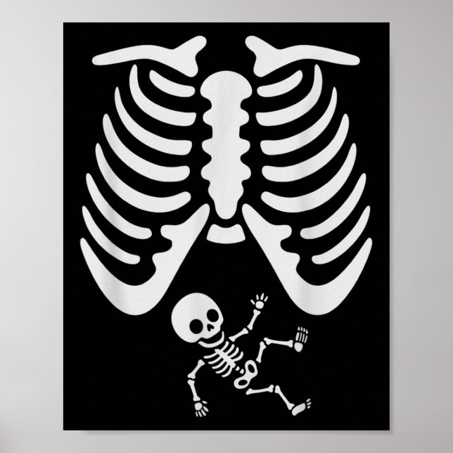 Happy Halloween Pregnant Baby Skeleton Spooky Seas Poster (Front)