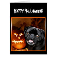 Happy Halloween Pug Dog Card