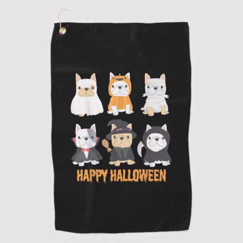 Happy Halloween Pug Dogs Cute French Bulldog Lover Golf Towel