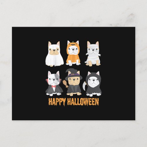 Happy Halloween Pug Dogs Cute French Bulldog Lover Holiday Postcard