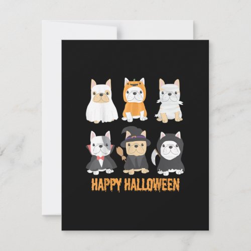 Happy Halloween Pug Dogs Cute French Bulldog Lover Thank You Card