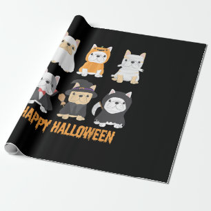 Happy Halloween Pug Dogs Cute French Bulldog Lover Wrapping Paper