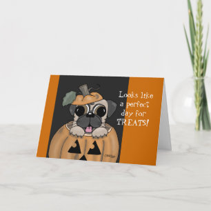 Happy Halloween-Pug in Jack O' Lantern Card
