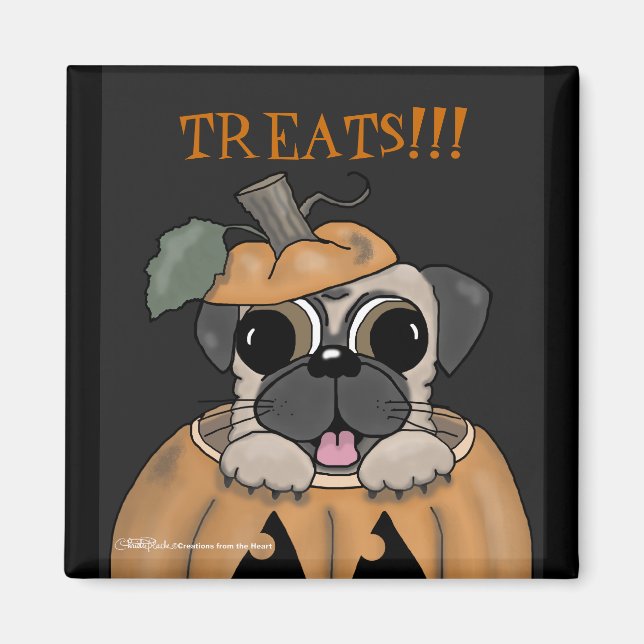 Happy Halloween-Pug in Jack O' Lantern Magnet (Front)