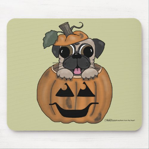 Happy Halloween_Pug in Jack O Lantern Mouse Pad