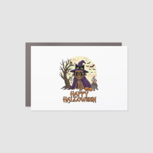 Happy Halloween Pug Witch Hat Cauldron Pumpkins_1 Car Magnet
