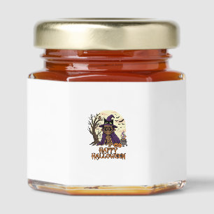 Happy Halloween Pug Witch Hat Cauldron Pumpkins_1 Honey Jar Favors