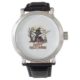 Happy Halloween Pug Witch Hat Cauldron Pumpkins_1 Watch